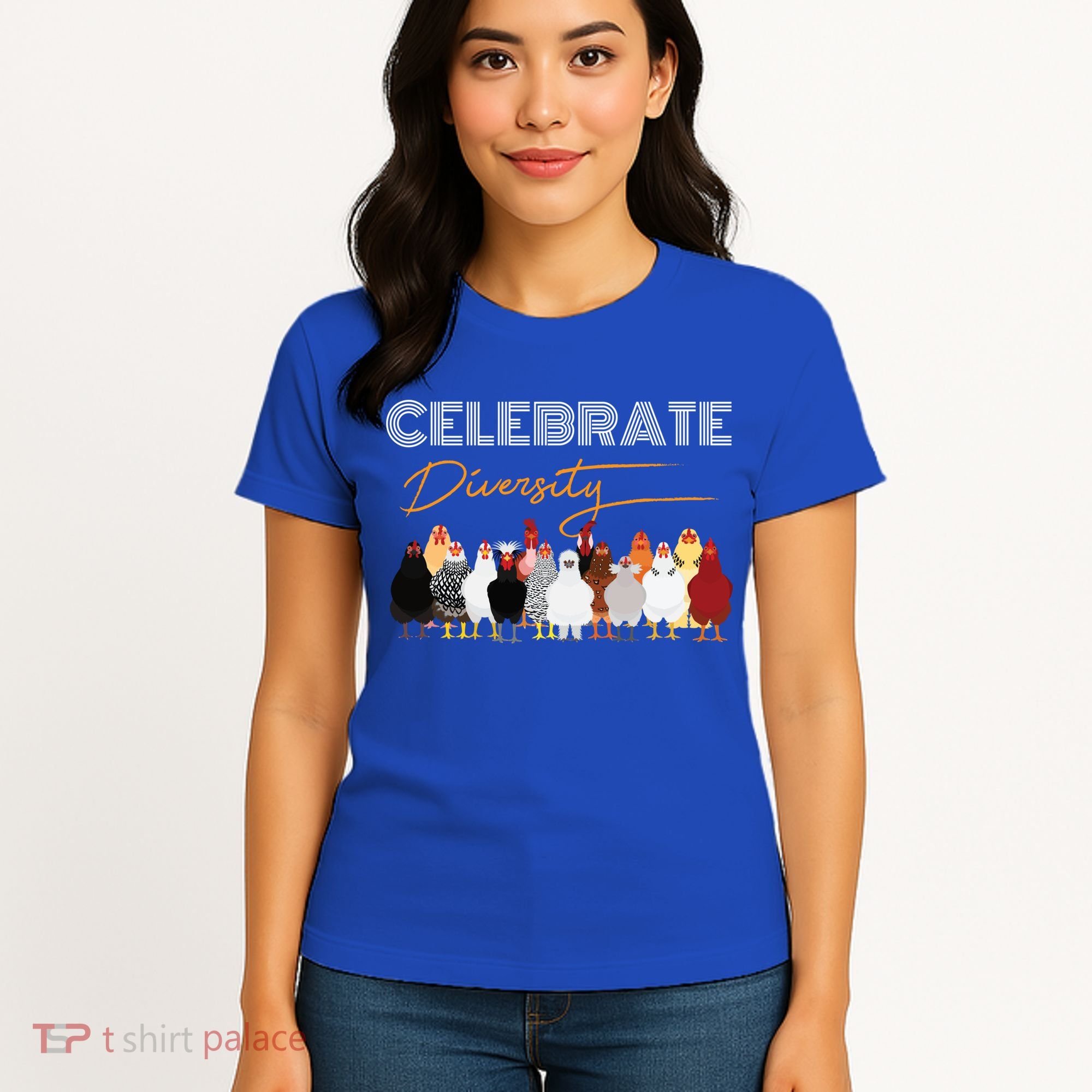 Celebrate Diversity Chickens Funny Graphic Tee Chicken Cute Gift Women's T-Shirt