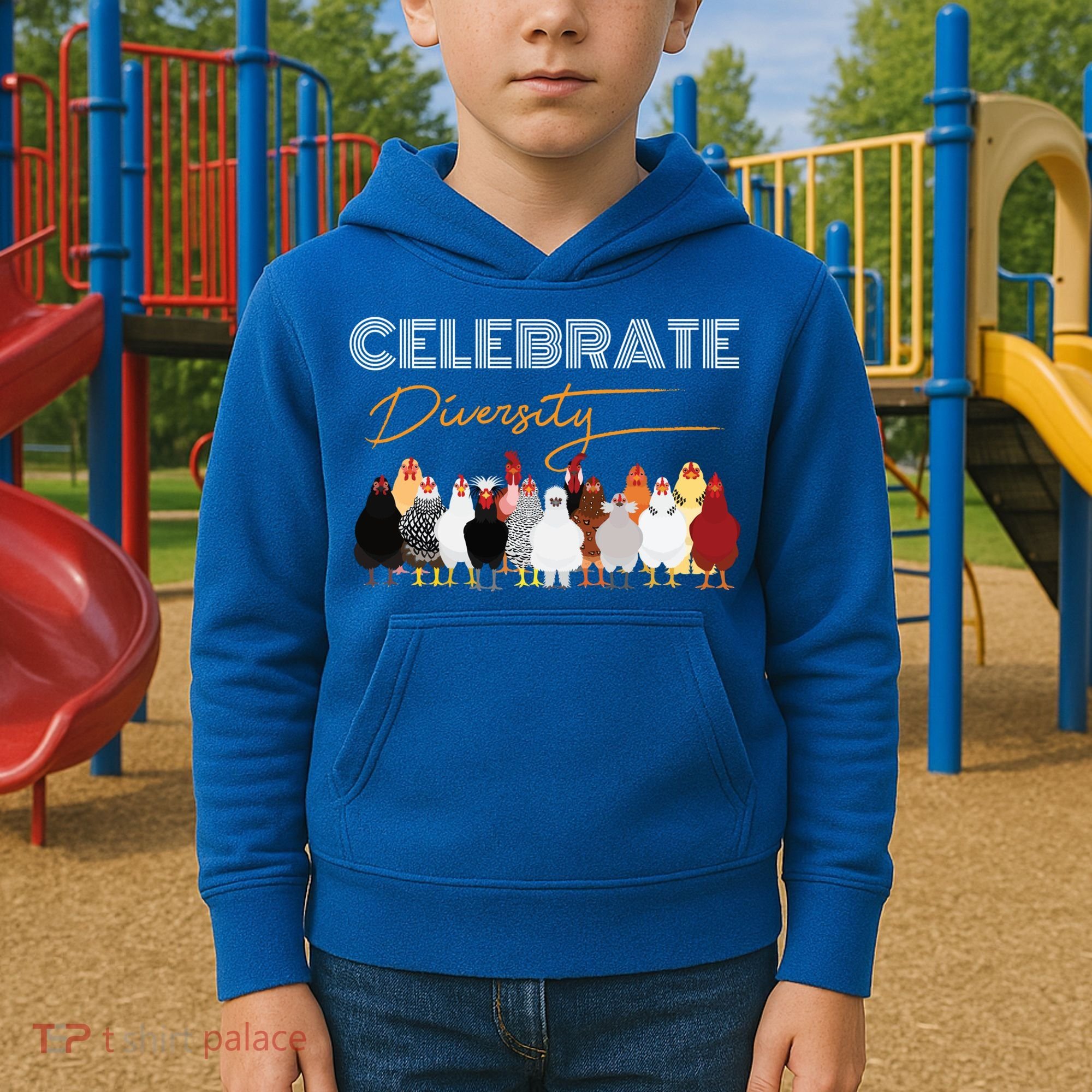 Celebrate Diversity Chickens Funny Graphic Tee Chicken Cute Gift Kids Hoodie