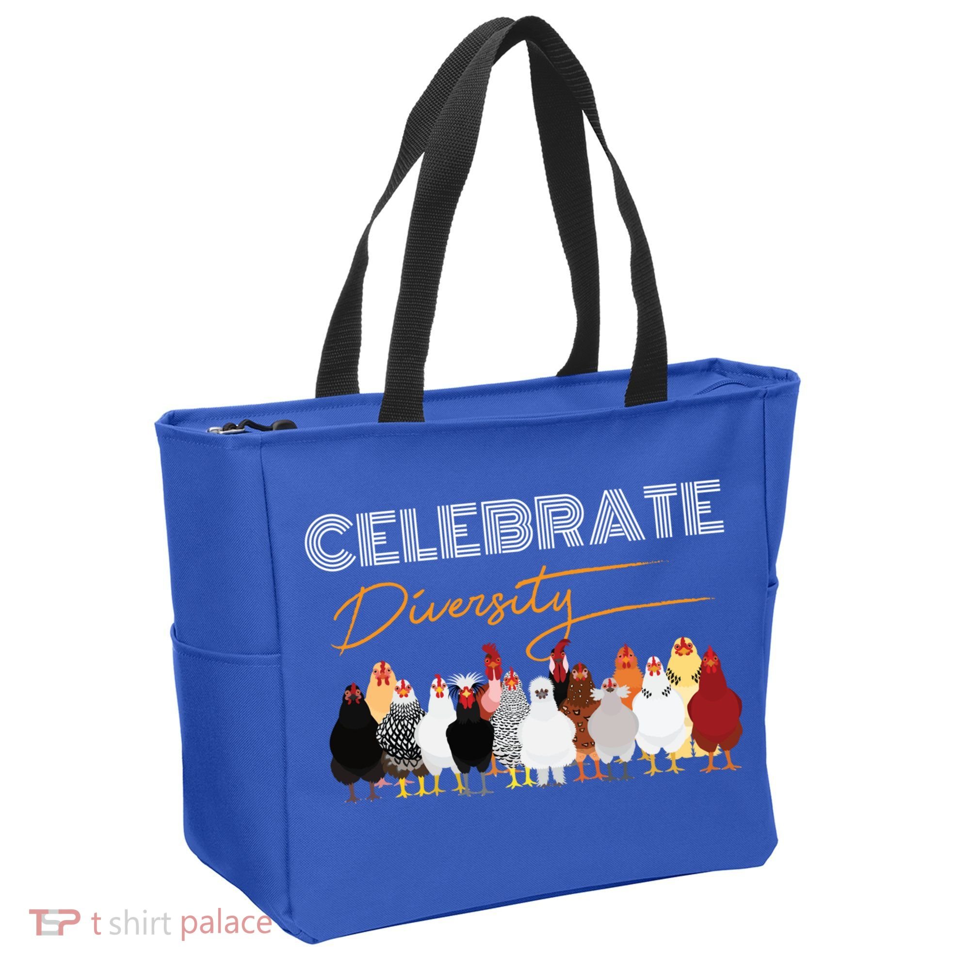 Celebrate Diversity Chickens Funny Graphic Tee Chicken Cute Gift Tote Bag