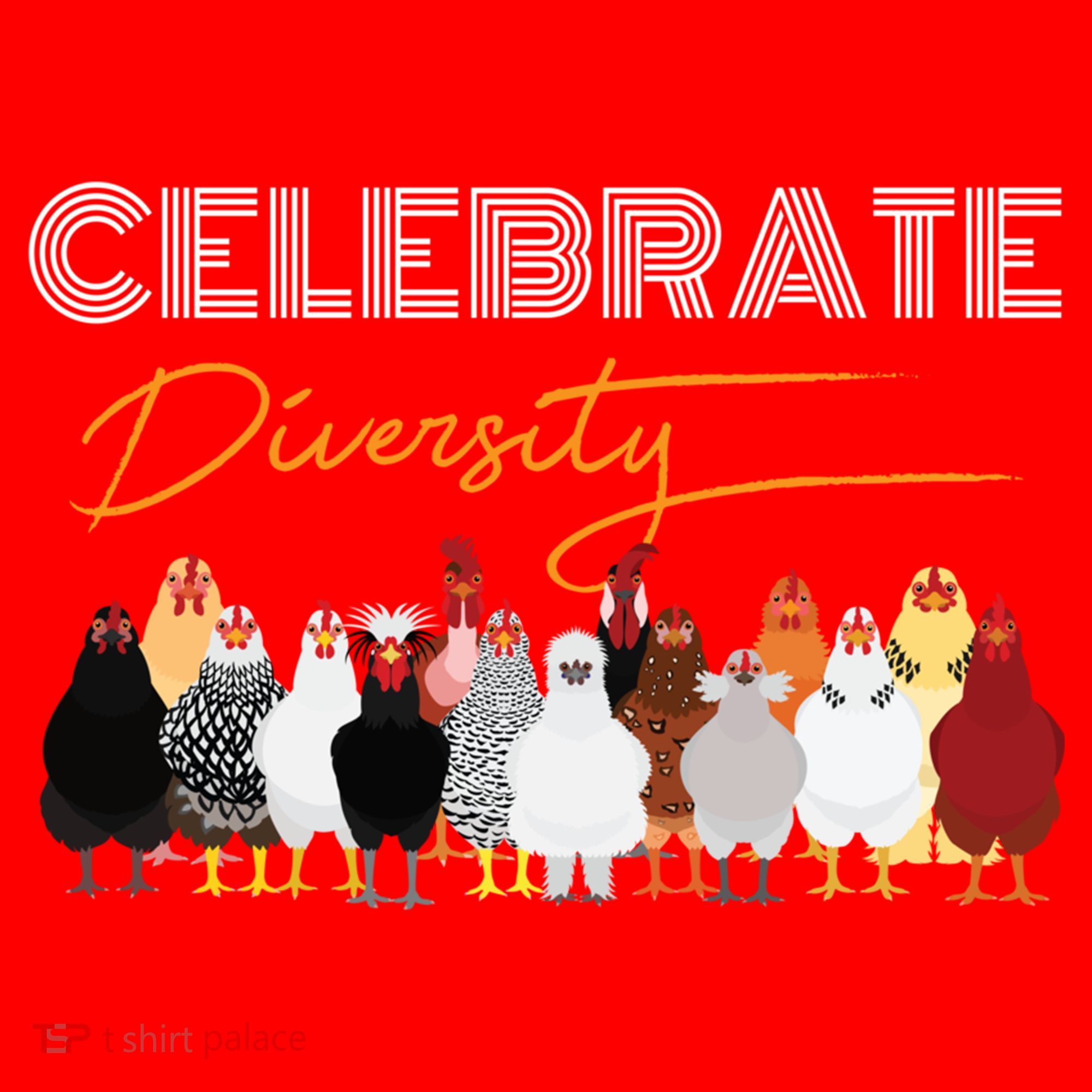 Celebrate Diversity Chickens Funny Graphic Tee Chicken Cute Gift Santa Hat