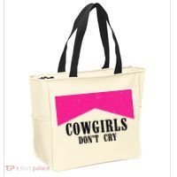 Cowgirls Don't Cry Western Leopard Cow Tote Bag thumb 2