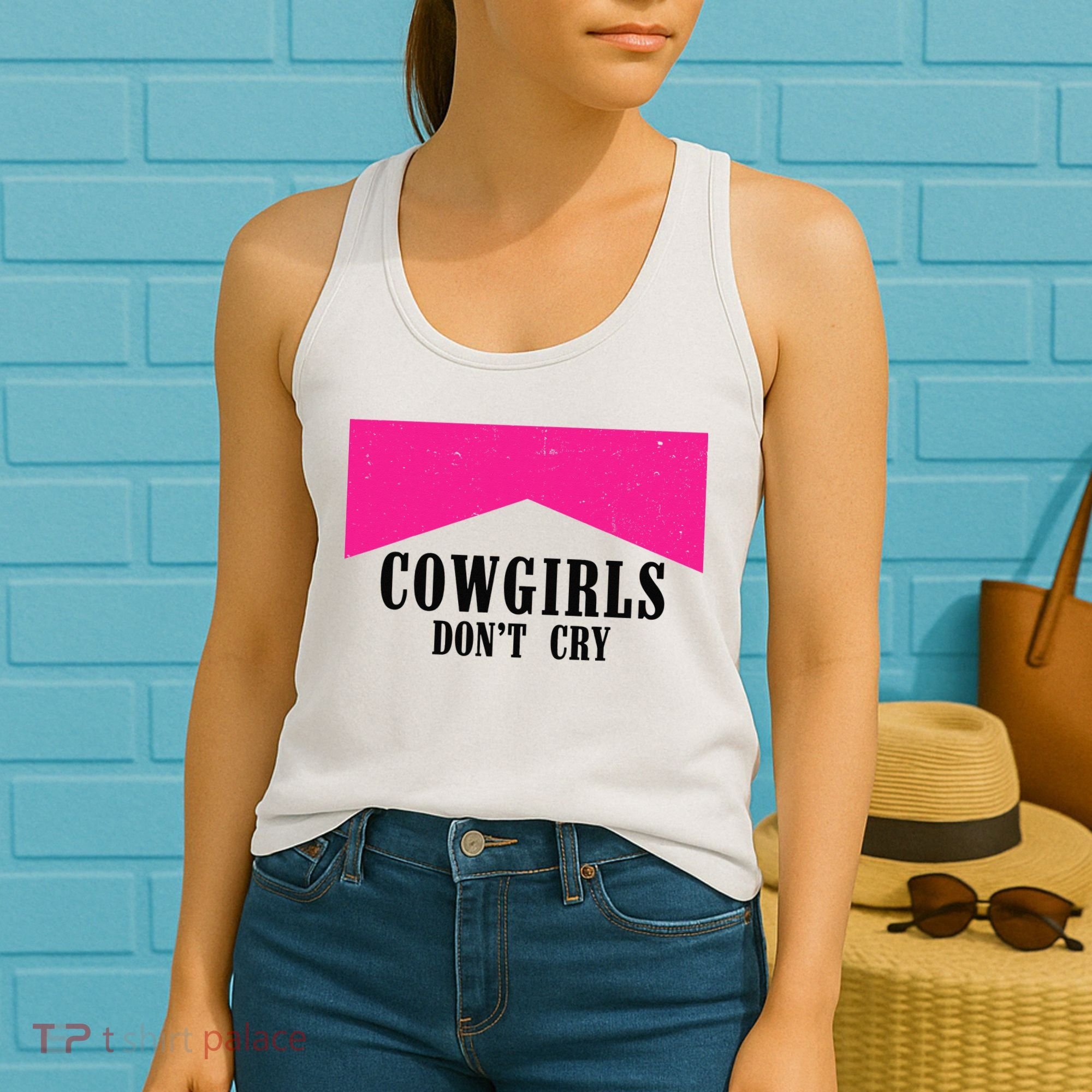 Cowgirls Don't Cry Western Leopard Cow Women's Tank Top