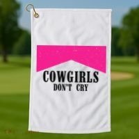 Cowgirls Don't Cry Western Leopard Cow Golf Towel thumb 1
