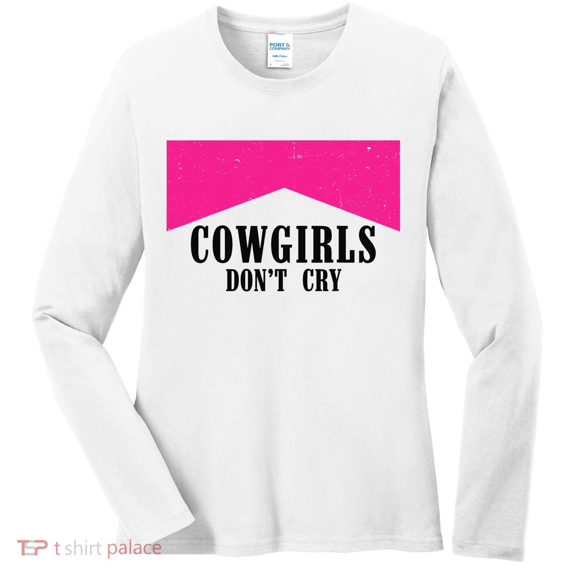 Cowgirls Don't Cry Western Leopard Cow Women's Long Sleeve Shirt
