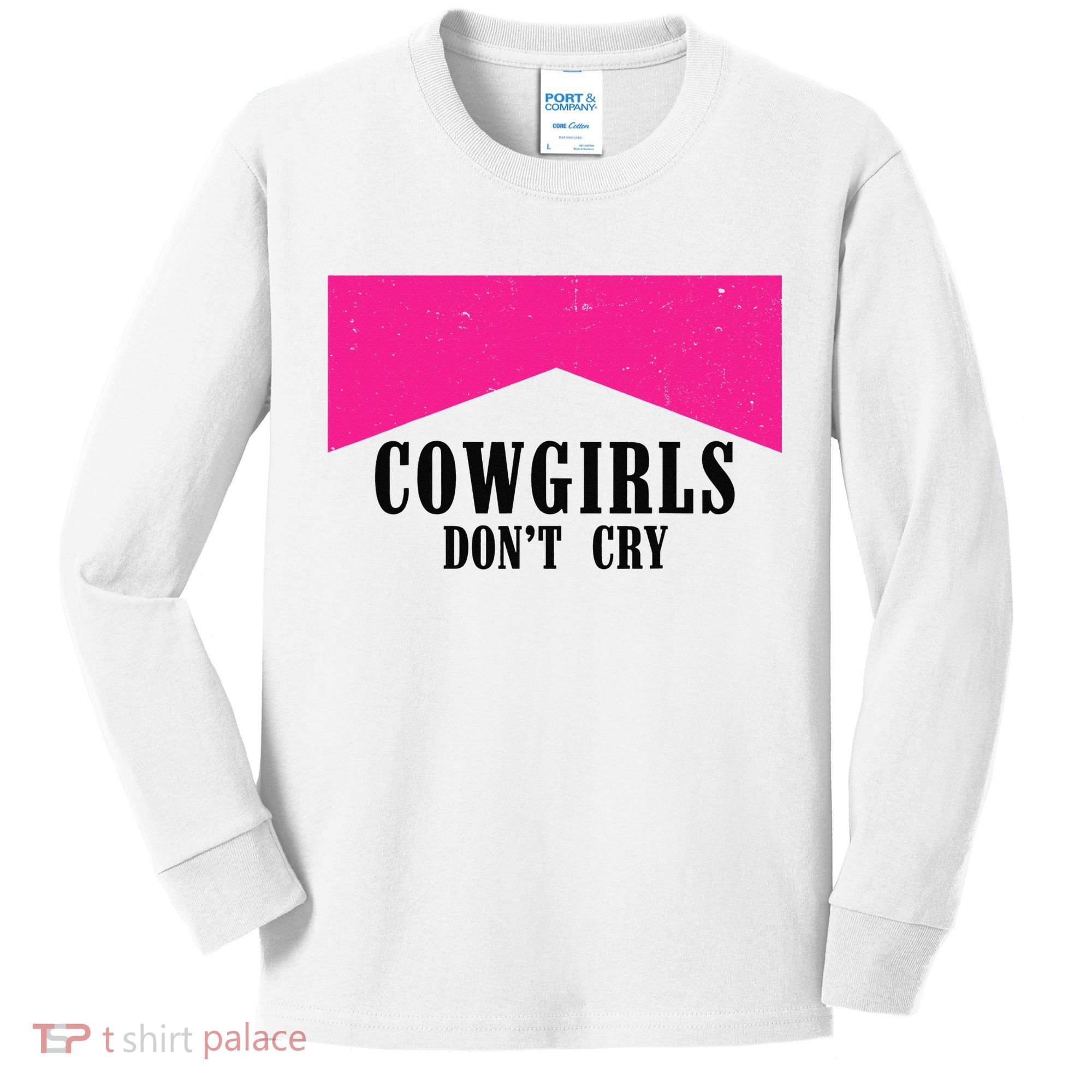 Cowgirls Don't Cry Western Leopard Cow Kids Long Sleeve Shirt