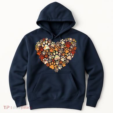 Cute Dog Cat Paw Print Pumpkin Autumn Leaf Fall Thanksgiving Hoodie