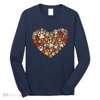 Cute Dog Cat Paw Print Pumpkin Autumn Leaf Fall Thanksgiving Long Sleeve Shirt thumb 0