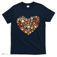 Cute Dog Cat Paw Print Pumpkin Autumn Leaf Fall Thanksgiving T-Shirt thumb 0