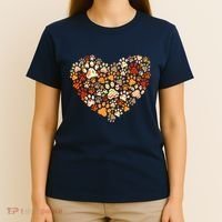 Cute Dog Cat Paw Print Pumpkin Autumn Leaf Fall Thanksgiving T-Shirt thumb 4