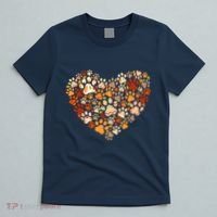 Cute Dog Cat Paw Print Pumpkin Autumn Leaf Fall Thanksgiving T-Shirt thumb 5