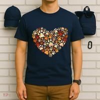 Cute Dog Cat Paw Print Pumpkin Autumn Leaf Fall Thanksgiving T-Shirt thumb 6