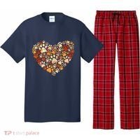Cute Dog Cat Paw Print Pumpkin Autumn Leaf Fall Thanksgiving Pajama Set thumb 0