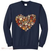 Cute Dog Cat Paw Print Pumpkin Autumn Leaf Fall Thanksgiving Tall Sweatshirt thumb 0