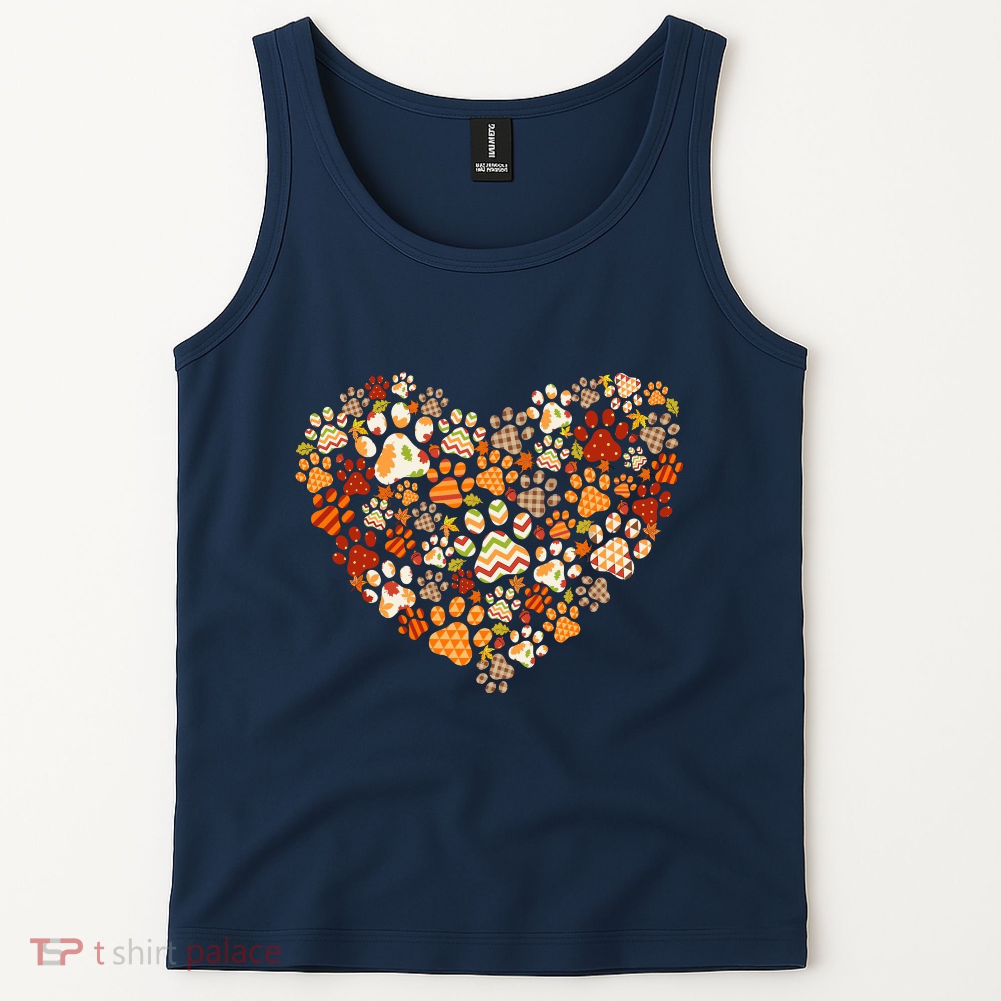 Cute Dog Cat Paw Print Pumpkin Autumn Leaf Fall Thanksgiving Tank Top