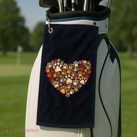 Cute Dog Cat Paw Print Pumpkin Autumn Leaf Fall Thanksgiving Golf Towel thumb 2
