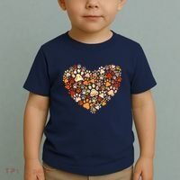 Cute Dog Cat Paw Print Pumpkin Autumn Leaf Fall Thanksgiving Toddler T-Shirt thumb 2