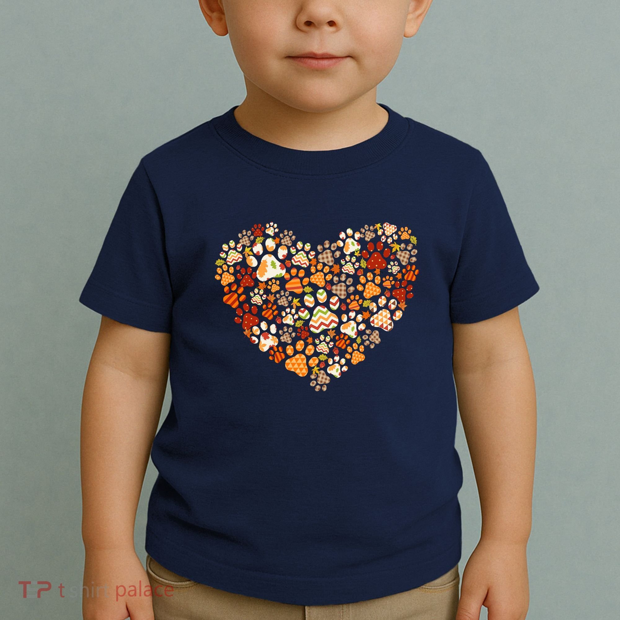 Cute Dog Cat Paw Print Pumpkin Autumn Leaf Fall Thanksgiving Toddler T-Shirt