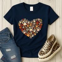Cute Dog Cat Paw Print Pumpkin Autumn Leaf Fall Thanksgiving Women's T-Shirt thumb 3