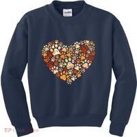 Cute Dog Cat Paw Print Pumpkin Autumn Leaf Fall Thanksgiving Kids Sweatshirt thumb 0