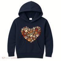 Cute Dog Cat Paw Print Pumpkin Autumn Leaf Fall Thanksgiving Kids Hoodie thumb 0