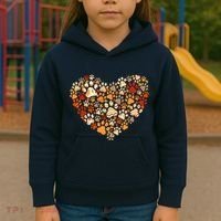 Cute Dog Cat Paw Print Pumpkin Autumn Leaf Fall Thanksgiving Kids Hoodie thumb 3