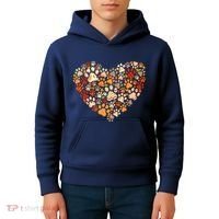 Cute Dog Cat Paw Print Pumpkin Autumn Leaf Fall Thanksgiving Kids Hoodie thumb 4