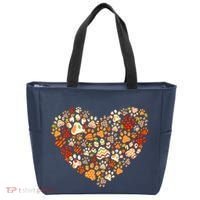 Cute Dog Cat Paw Print Pumpkin Autumn Leaf Fall Thanksgiving Tote Bag thumb 0