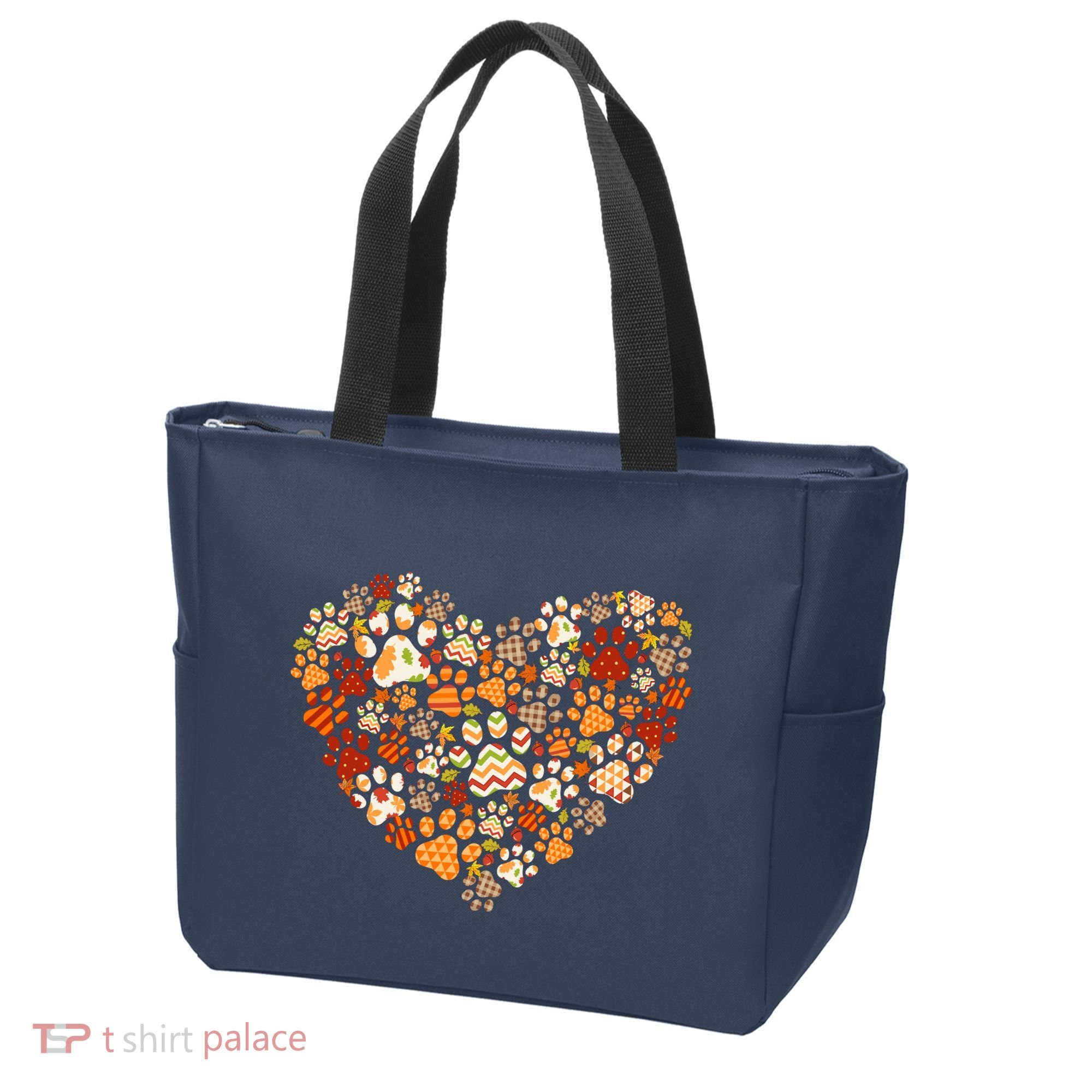 Cute Dog Cat Paw Print Pumpkin Autumn Leaf Fall Thanksgiving Tote Bag