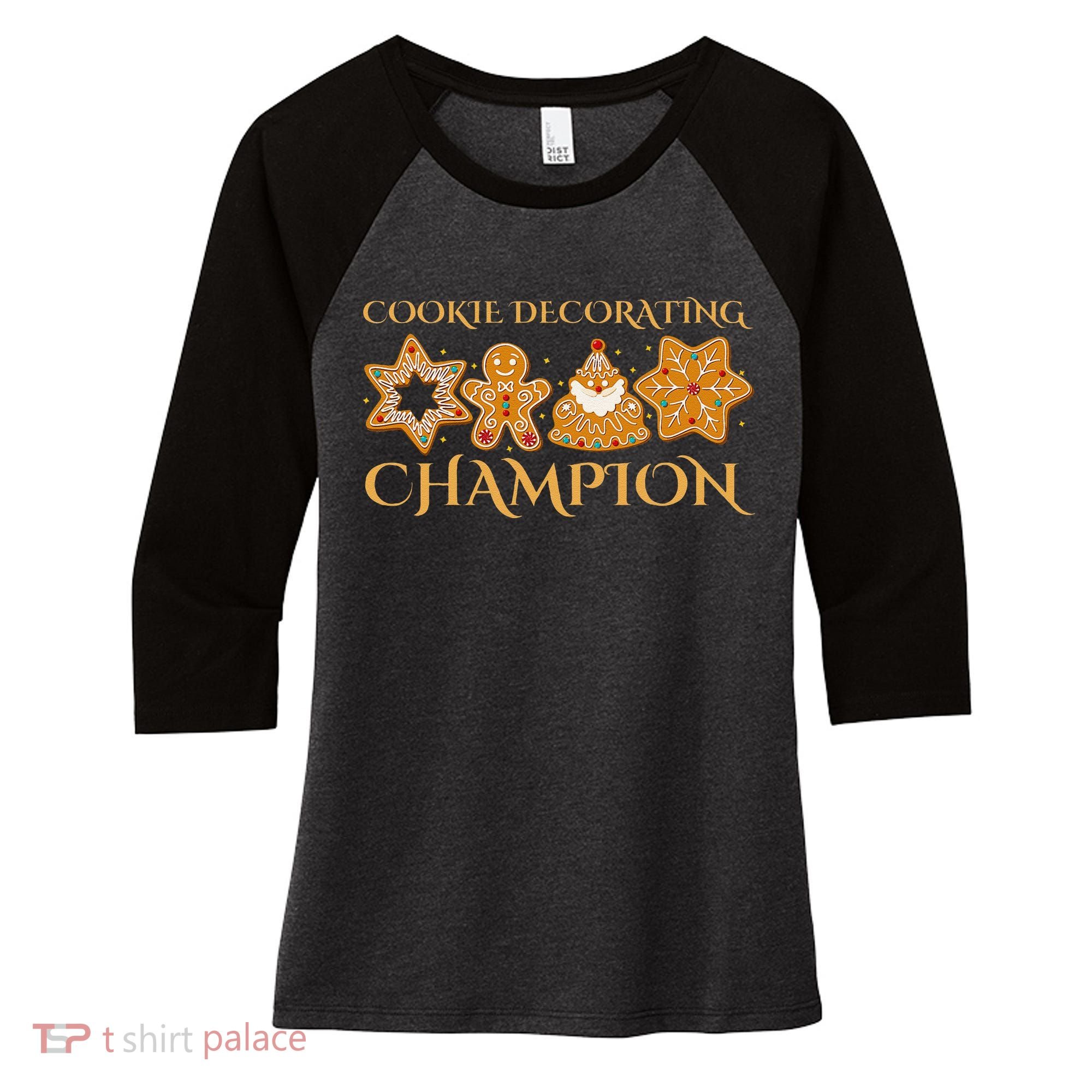 Cookie Decorating Champion Baking Christmas Family Matching Women's Tri-Blend 3/4-Sleeve Raglan Shirt