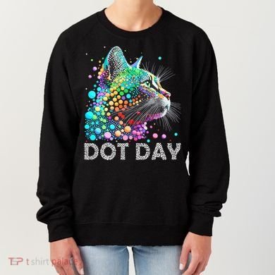 Colorful Dots Cat Lover Happy Dot Day Women's Sweatshirt