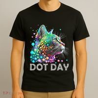 Colorful Dots Cat Lover Happy Dot Day T-Shirt thumb 3