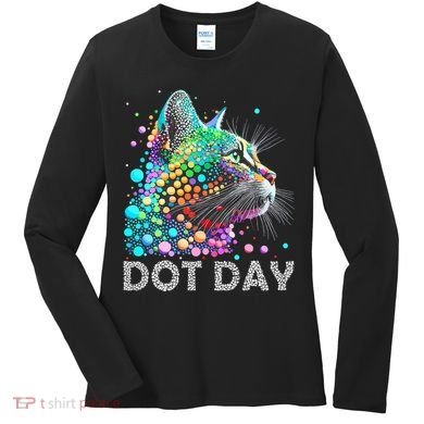 Colorful Dots Cat Lover Happy Dot Day Women's Long Sleeve Shirt
