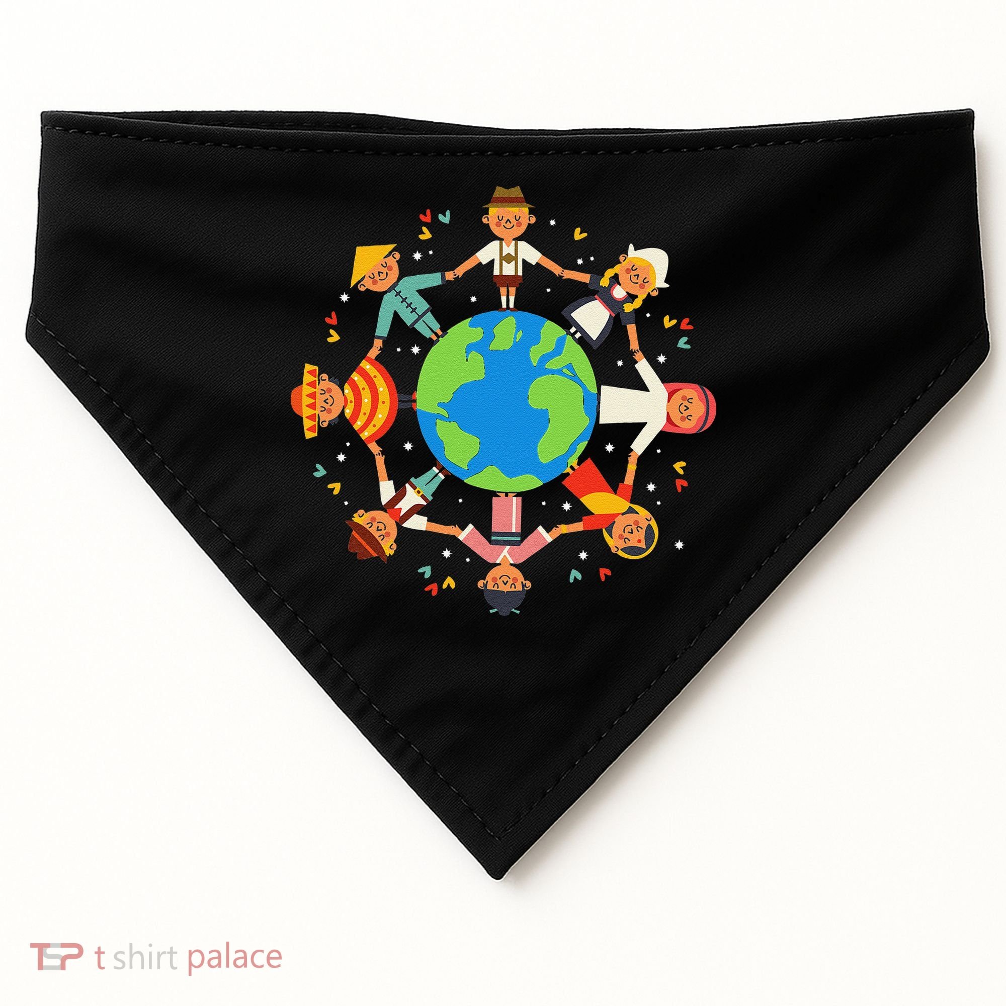 Cultural Diversity Children Around The World Earth Day Gift USA-Made Doggie Bandana