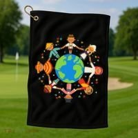 Cultural Diversity Children Around The World Earth Day Gift Golf Towel thumb 1