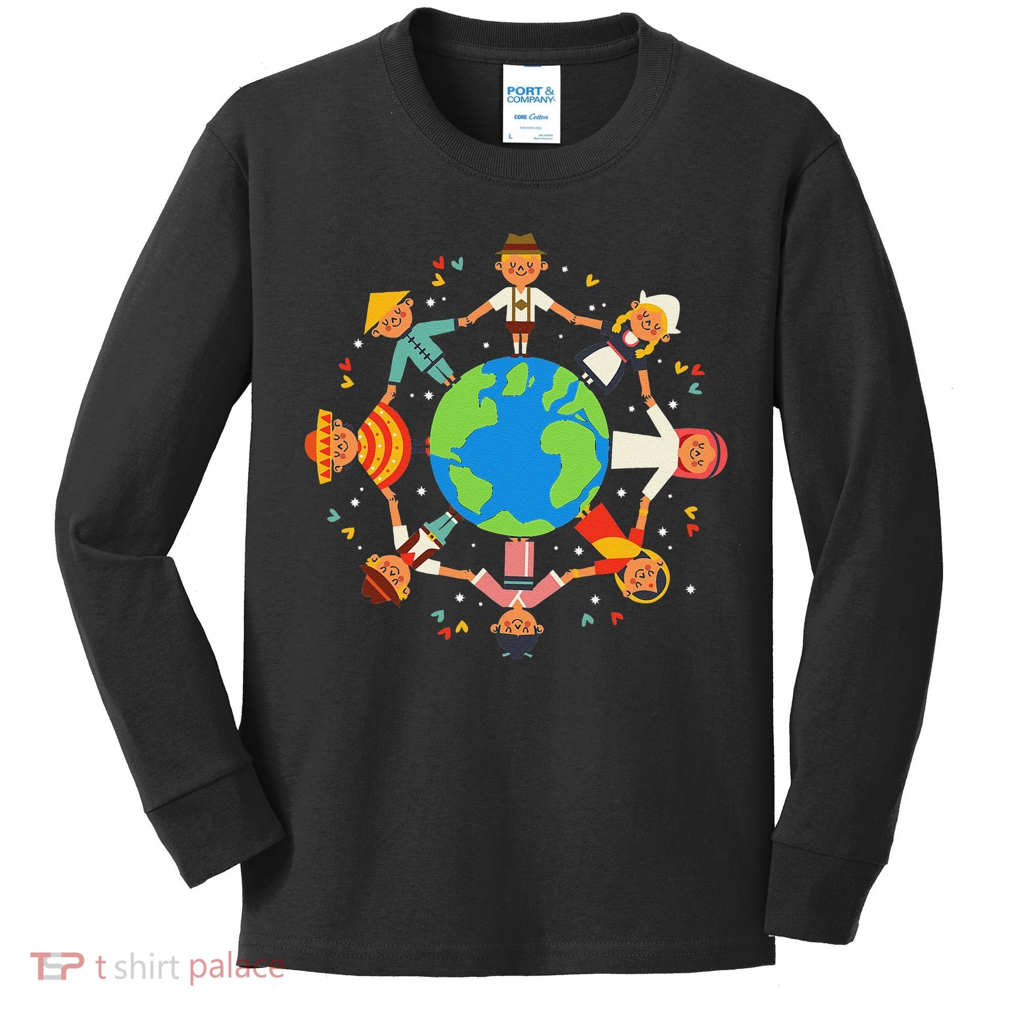 Cultural Diversity Children Around The World Earth Day Gift Kids Long Sleeve Shirt