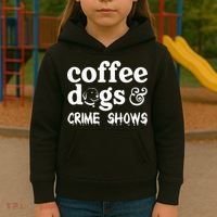 Coffee Dogs Crime Shows Funny Coffee Dog Lovers Kids Hoodie thumb 3