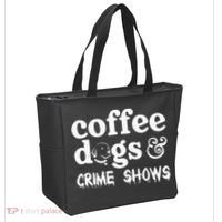 Coffee Dogs Crime Shows Funny Coffee Dog Lovers Tote Bag thumb 2