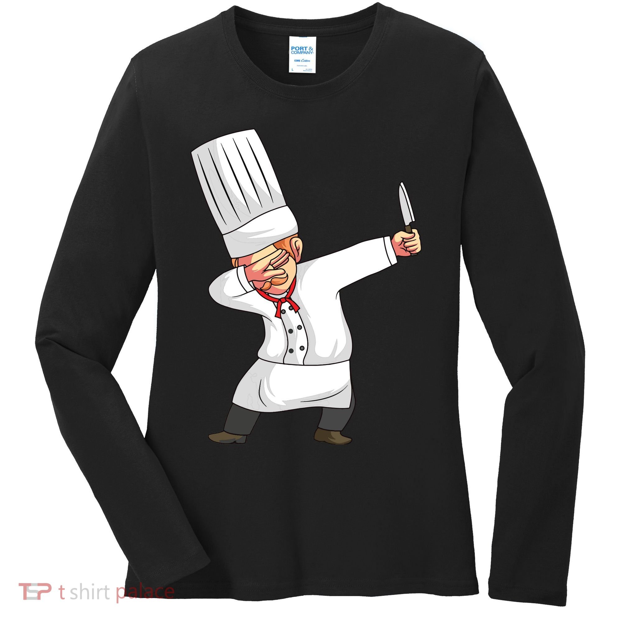 Chef Dabbing Chief Cook Culinary Sous Chef Cuisine Kitchen Women's Long Sleeve Shirt