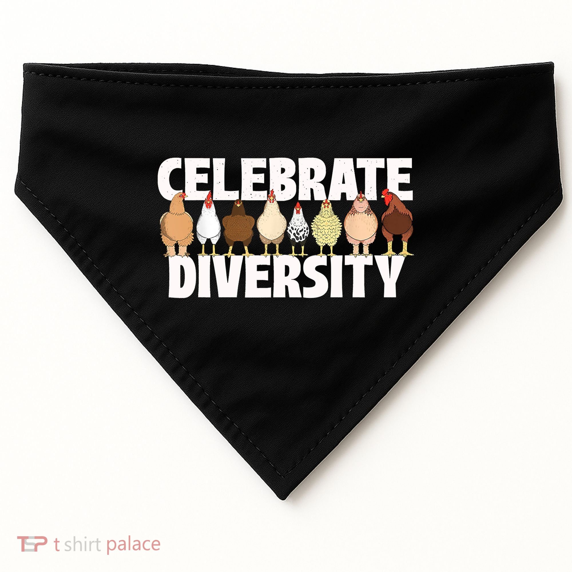 Celebrate Diversity Chicken Lover Farmyard Animal Lover USA-Made Doggie Bandana