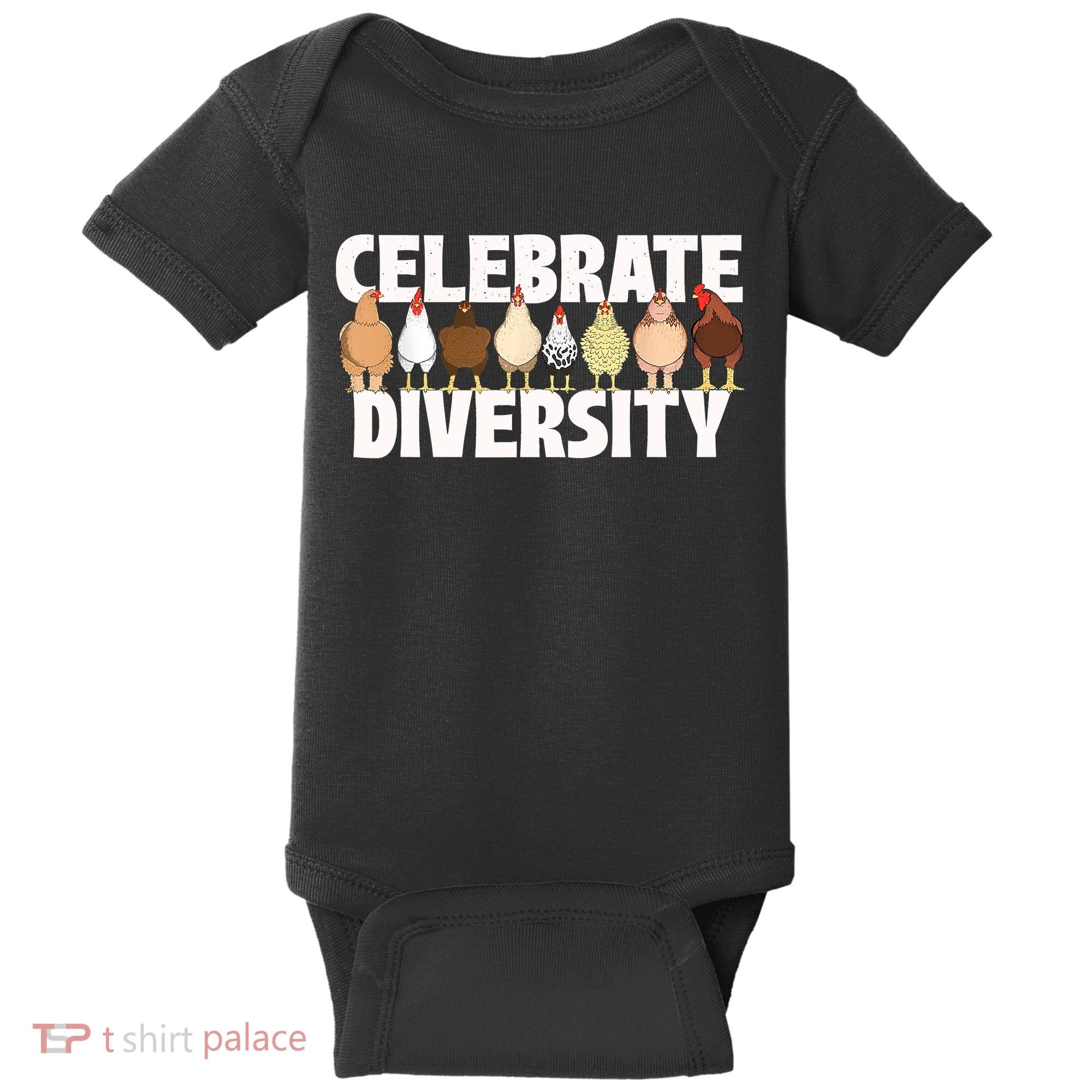 Celebrate Diversity Chicken Lover Farmyard Animal Lover Baby Bodysuit
