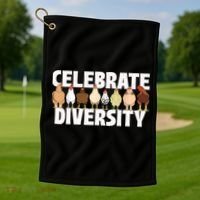 Celebrate Diversity Chicken Lover Farmyard Animal Lover Golf Towel thumb 1