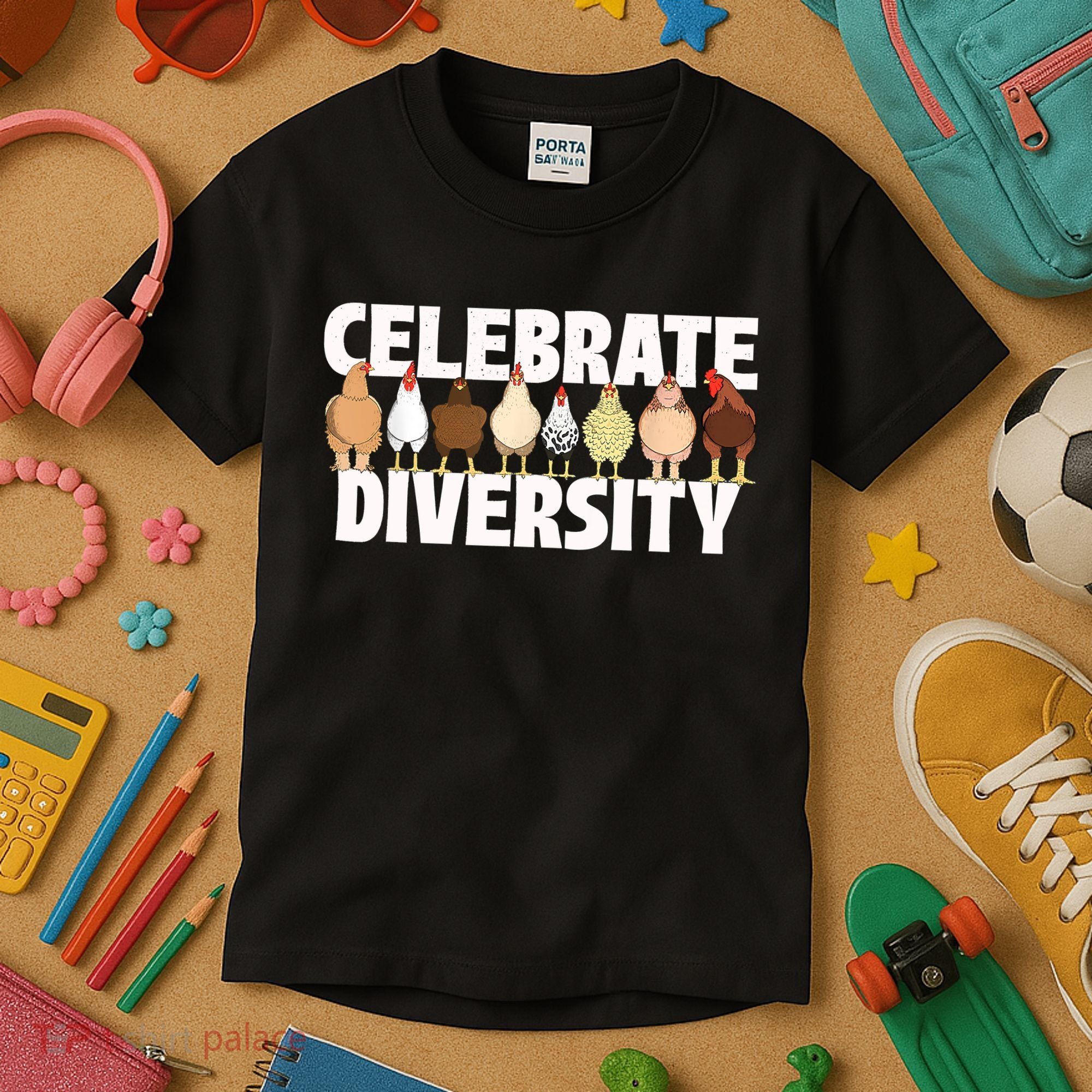 Celebrate Diversity Chicken Lover Farmyard Animal Lover Kids T-Shirt
