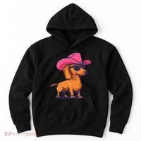 Cute Dachshund Cowboy Hat Wiener Sausage Dog Puppy Hoodie thumb 0