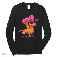 Cute Dachshund Cowboy Hat Wiener Sausage Dog Puppy Long Sleeve Shirt thumb 0