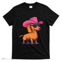 Cute Dachshund Cowboy Hat Wiener Sausage Dog Puppy T-Shirt thumb 0