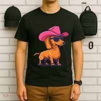 Cute Dachshund Cowboy Hat Wiener Sausage Dog Puppy T-Shirt thumb 6