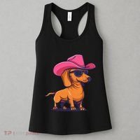 Cute Dachshund Cowboy Hat Wiener Sausage Dog Puppy Women's Tank Top thumb 3