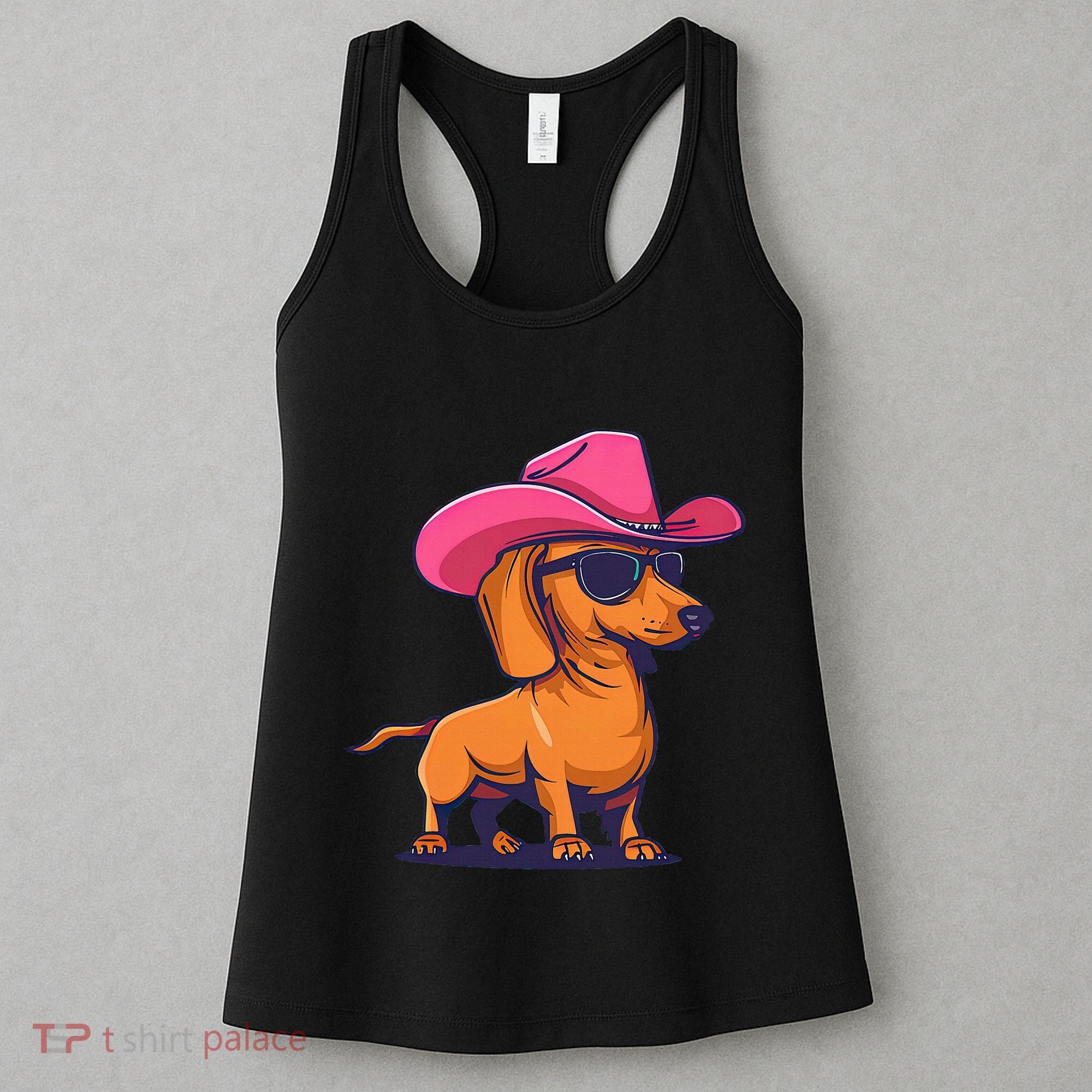 Cute Dachshund Cowboy Hat Wiener Sausage Dog Puppy Women's Tank Top