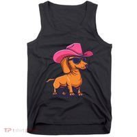 Cute Dachshund Cowboy Hat Wiener Sausage Dog Puppy Tank Top thumb 0