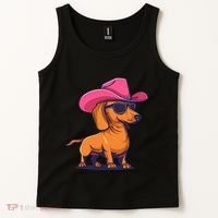 Cute Dachshund Cowboy Hat Wiener Sausage Dog Puppy Tank Top thumb 2